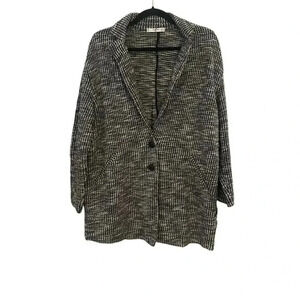 Mango suit knit blazer two button collar black gray XS